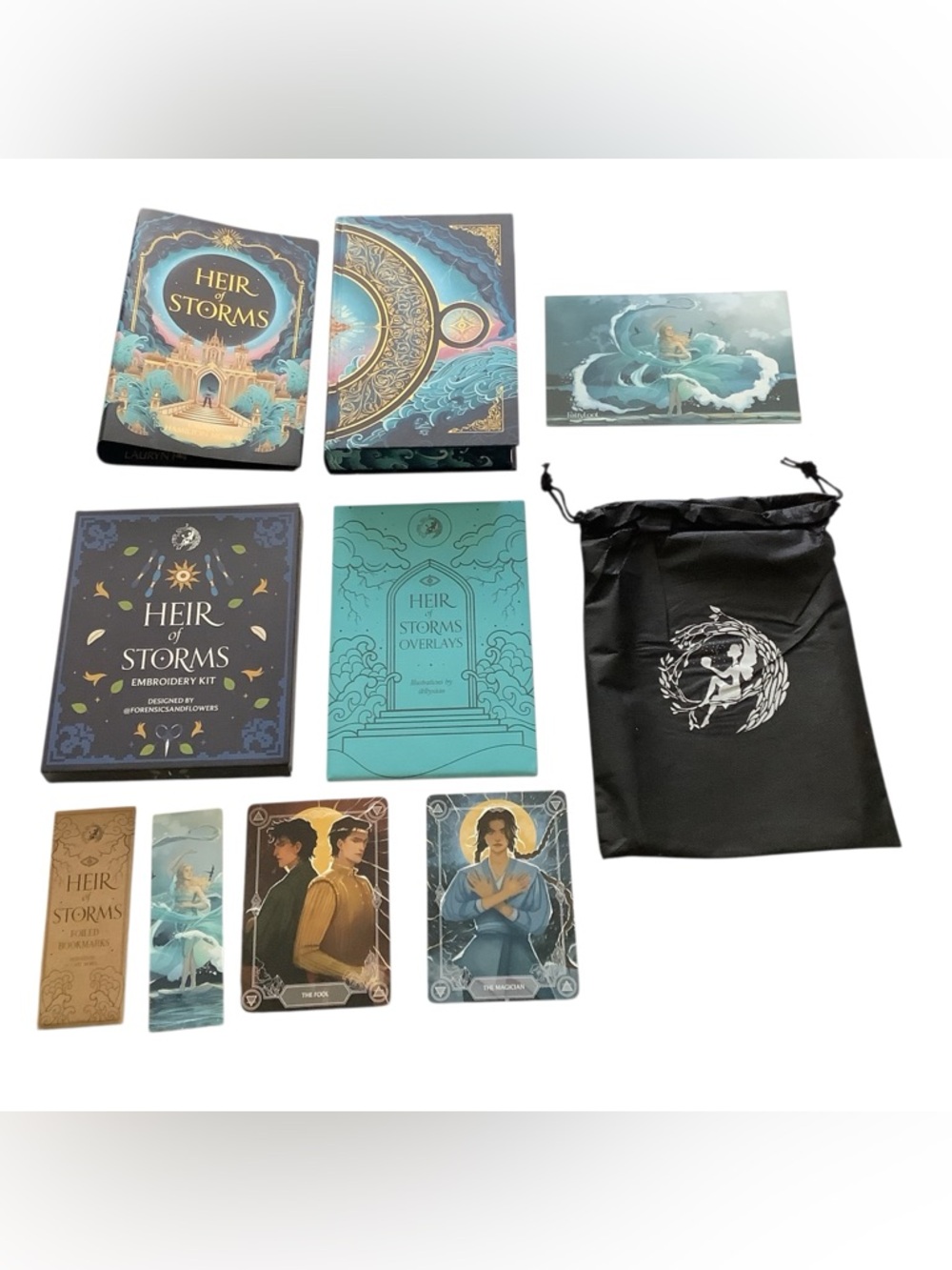 Lot Heir of Storms Fairyloot Signed Embroidery Kit Bookmarks Overlays